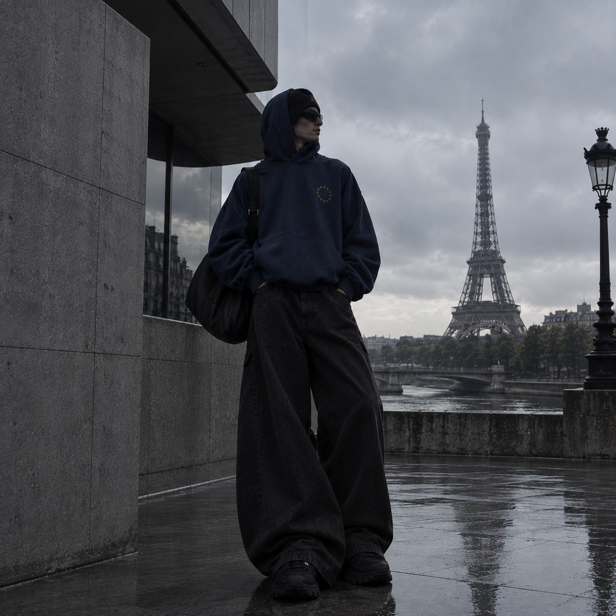 EU HOOD worn on the Seine, Paris